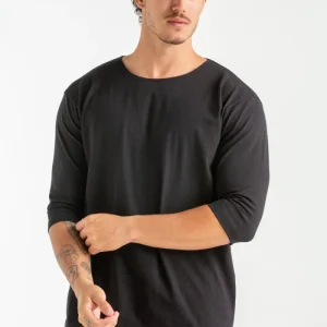 CAMISETA MANGA 3/4 MALHA VANIZADA PRETO