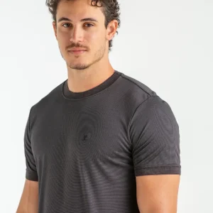 CAMISETA ROCKET MODAL COM GOLA E PUNHO PRETO