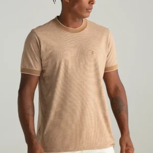 CAMISETA MALHA DIRT COM GOLA E PUNHO CAQUI
