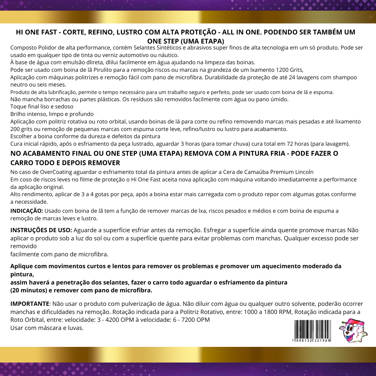 Composto Polidor HOF Hi One Fast All in One / One Step 500gr LINCOLN - Image 6