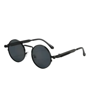 Óculos de Sol Masculino Metal Redondo Estilo Punk