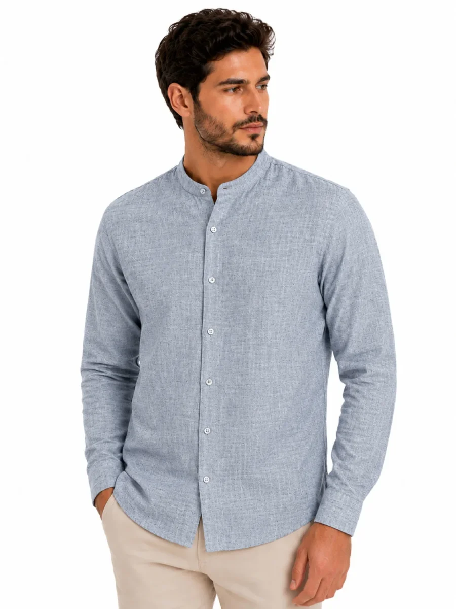 Camisa Masculina Gola Padre Manga Longa - Image 5