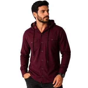 Camisa Masculina Flanelada Manga Longa com Capuz