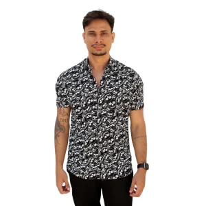 Camisa Masculina Viscose Manga Curta Caveira