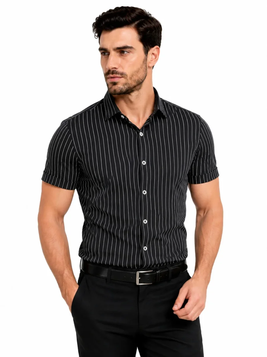 Camisa Social Masculina Manga Curta Listrada Slim Fit - Image 2