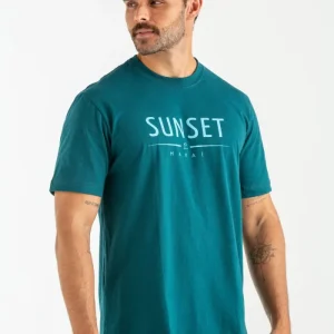 CAMISETA COM SILK SUNSET VERDE PETROLEO