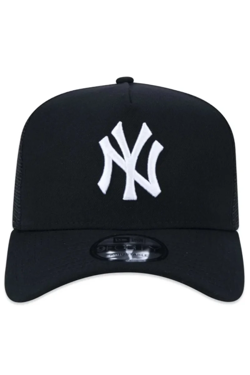 BONÉ 9FORTY A-FRAME TRUCKER SNAPBACK MLB NEW YORK YANKEES ABA CURVA PRETO - Image 3