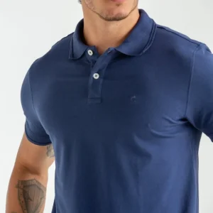 POLO PIQUET FLORA MARINHO