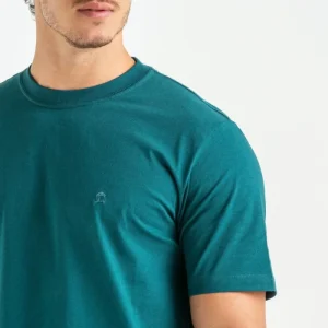CAMISETA BÁSICA REGULAR FIO 40 VERDE PETROLEO
