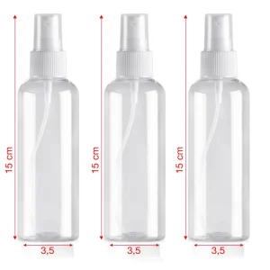 3 frascos de spray 100ml saco plástico vazio para spray atomizador de bolso