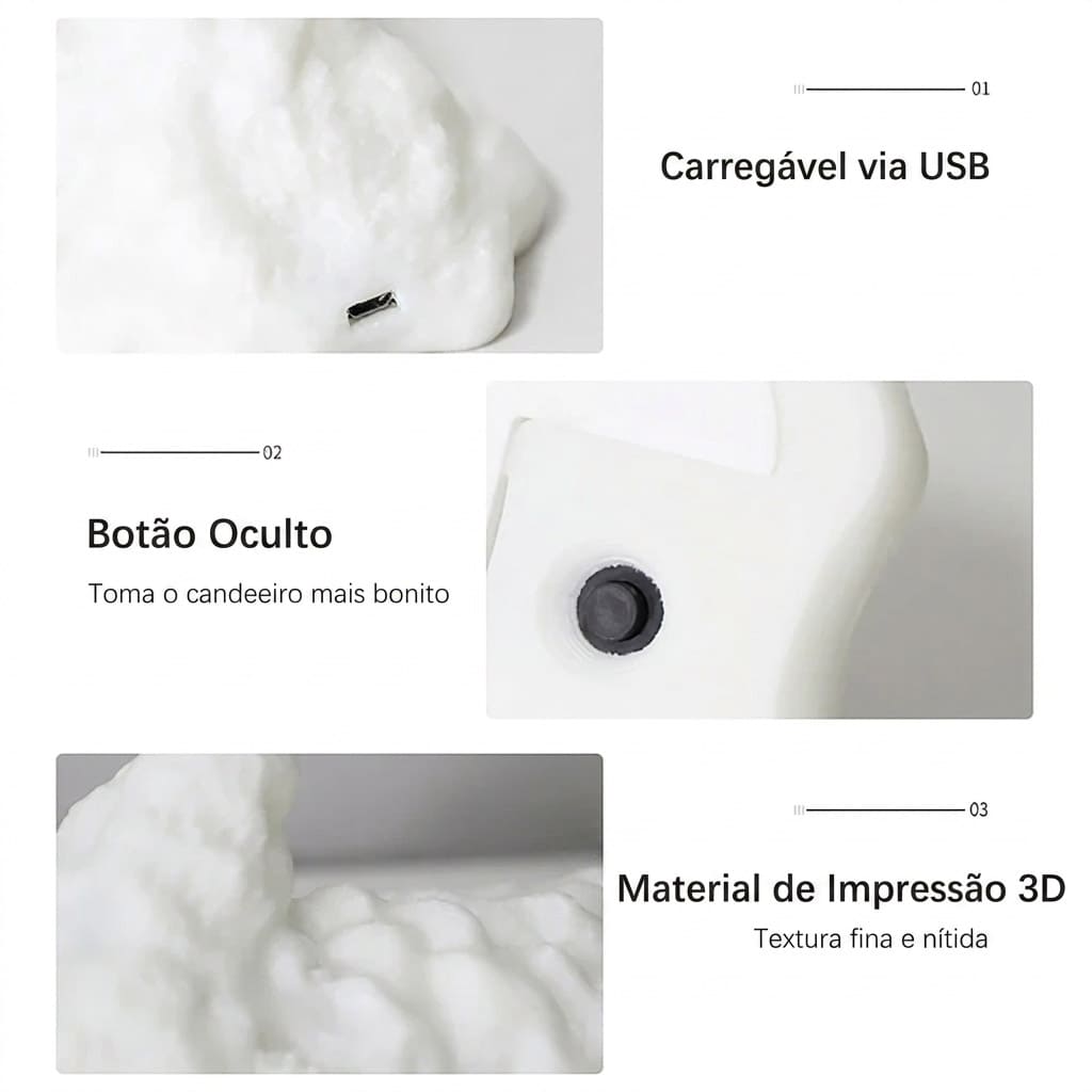 Luz Noturna Impressão 3D com LED USB Recarregável - Image 6