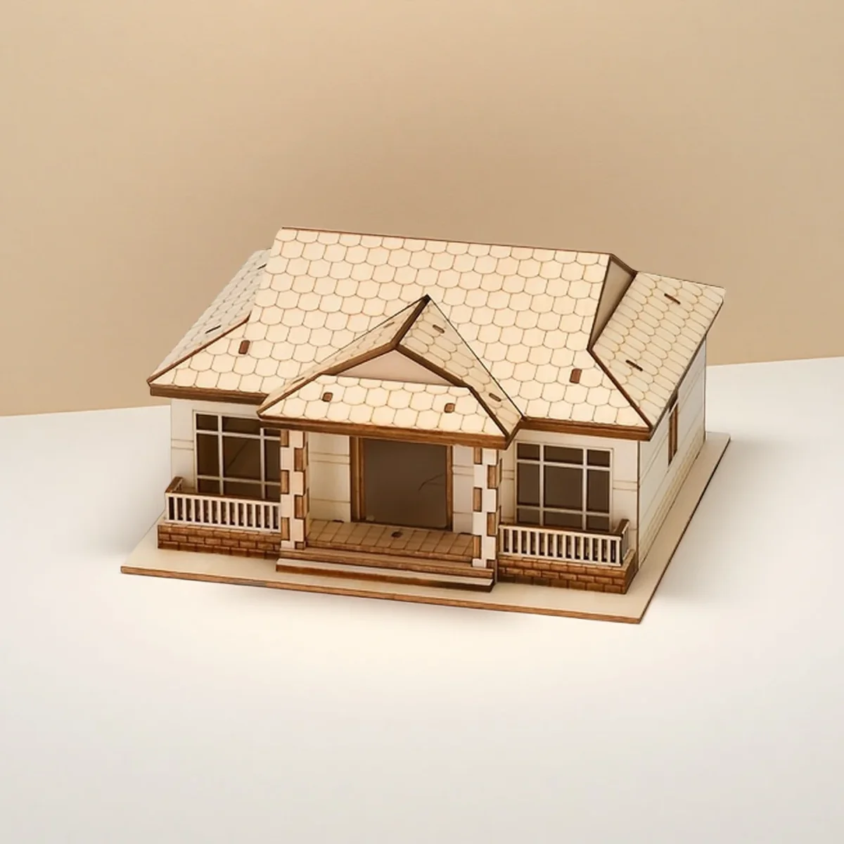 Puzzle 3D de Madeira: Moradia Moderna de um Piso