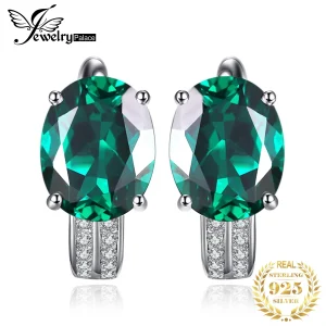 Brincos de Argola em Prata 925 com Esmeralda Verde