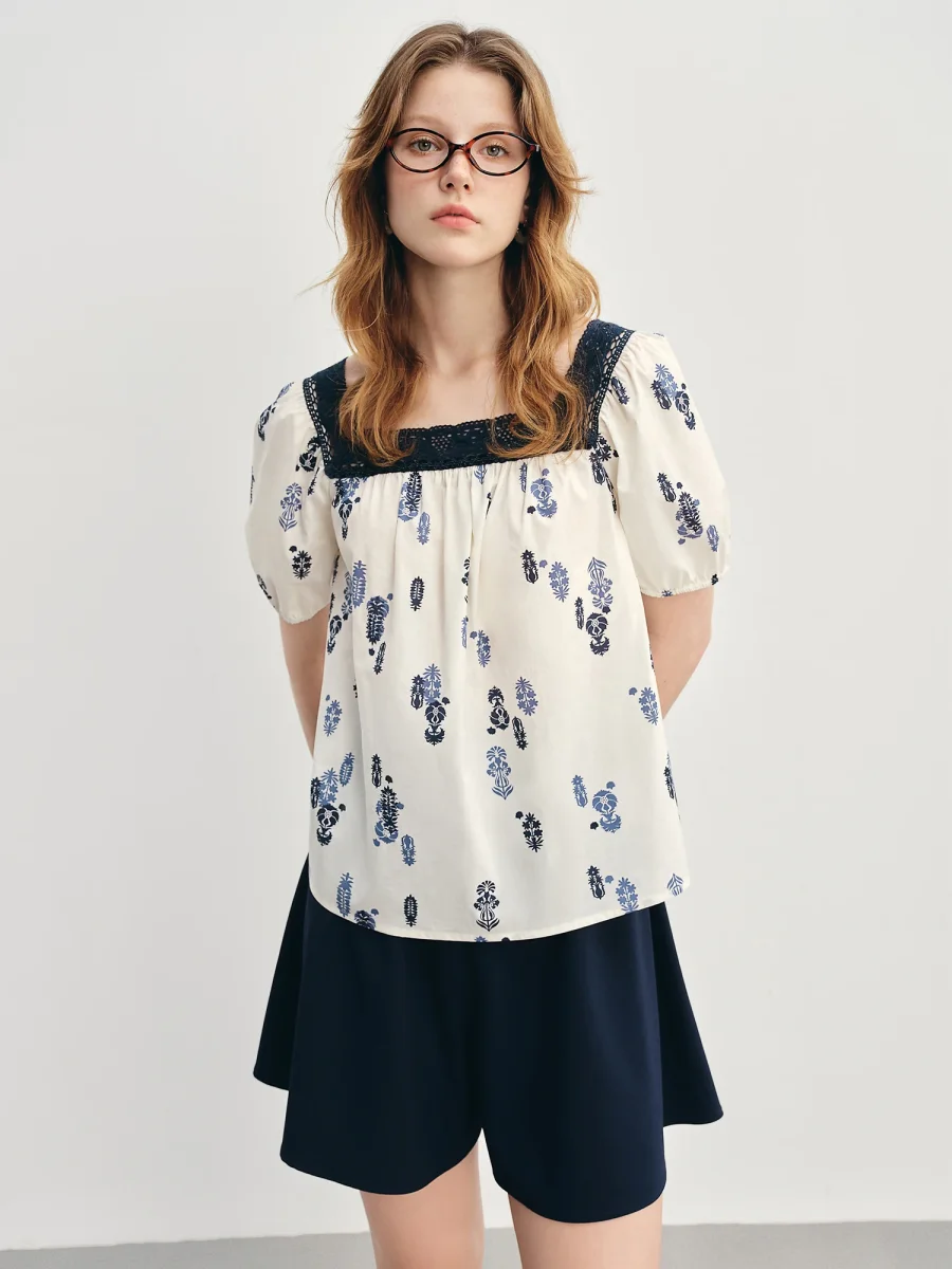Blusa 100% algodão de Renda Francesa Decote Quadrado - Image 2