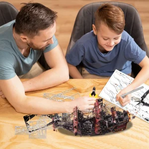 Puzzle de Metal 3D Rainha Ana: Navio Pirata para Montar