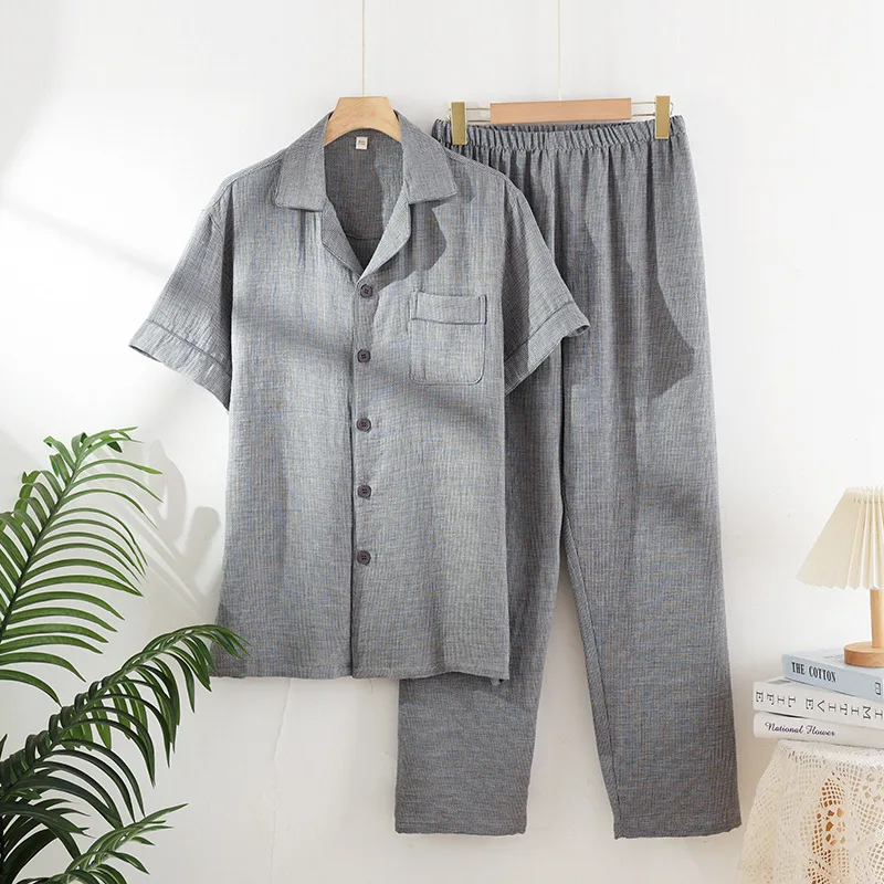 Pijama Masculino 100% Algodão Fino Manga Curta – Xadrez