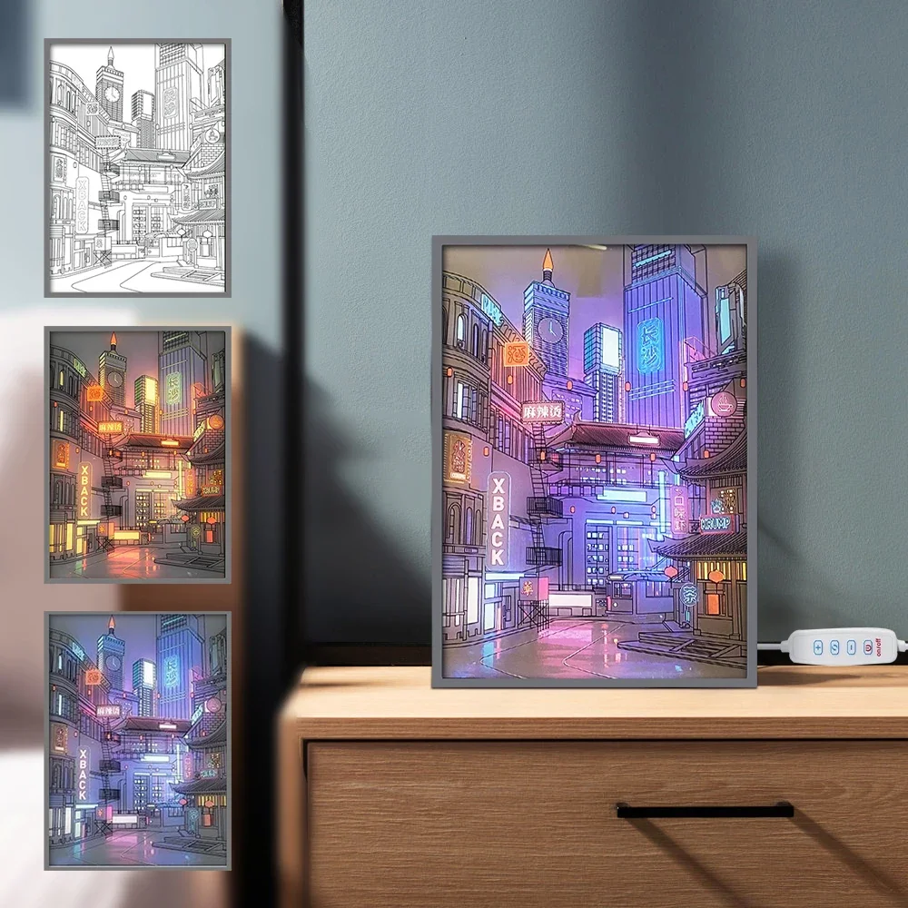 Pintura Luminosa LED Cidade Noturna USB Dimerizável