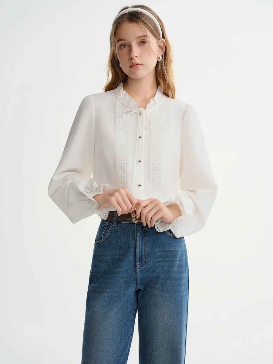 Camisa Branca Plus Size Jasmine Tale Estilo Francês Inverno - Image 2