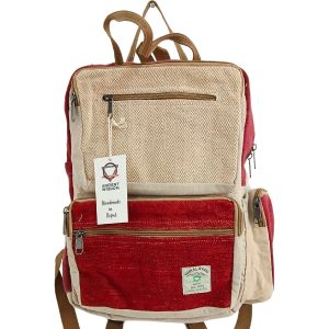 Mochila de Cânhamo Grande – Vinho e Creme
