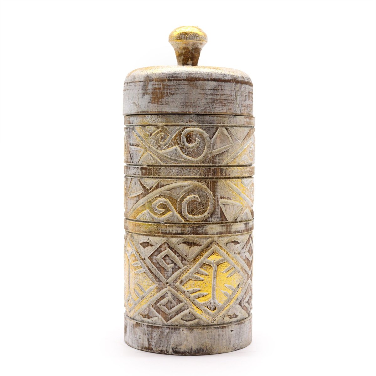 Recipiente Alto Branco e Dourado para Decoração - Image 2
