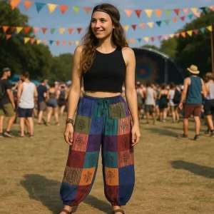 Calças Sari Nómada Hongo – Estilo Boho em Roxo