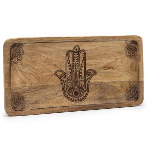 Bandeja Hamsa Negro: Elegância e Proteção 30x15cm