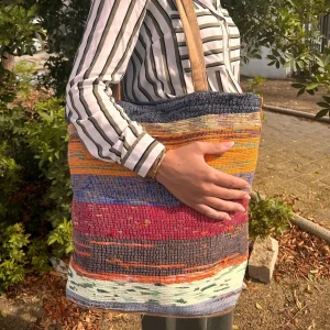 Bolsa Grande de Tapetes Reciclados Sombras de Setas – Estilo Boho