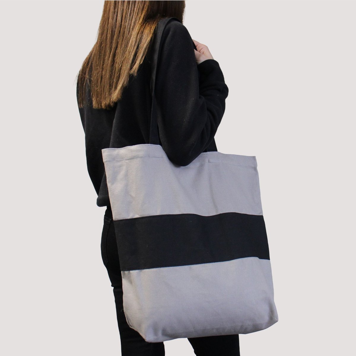 Bolsa de Algodão de Dois Tons Cinzento e Preto – BioStore - Image 4