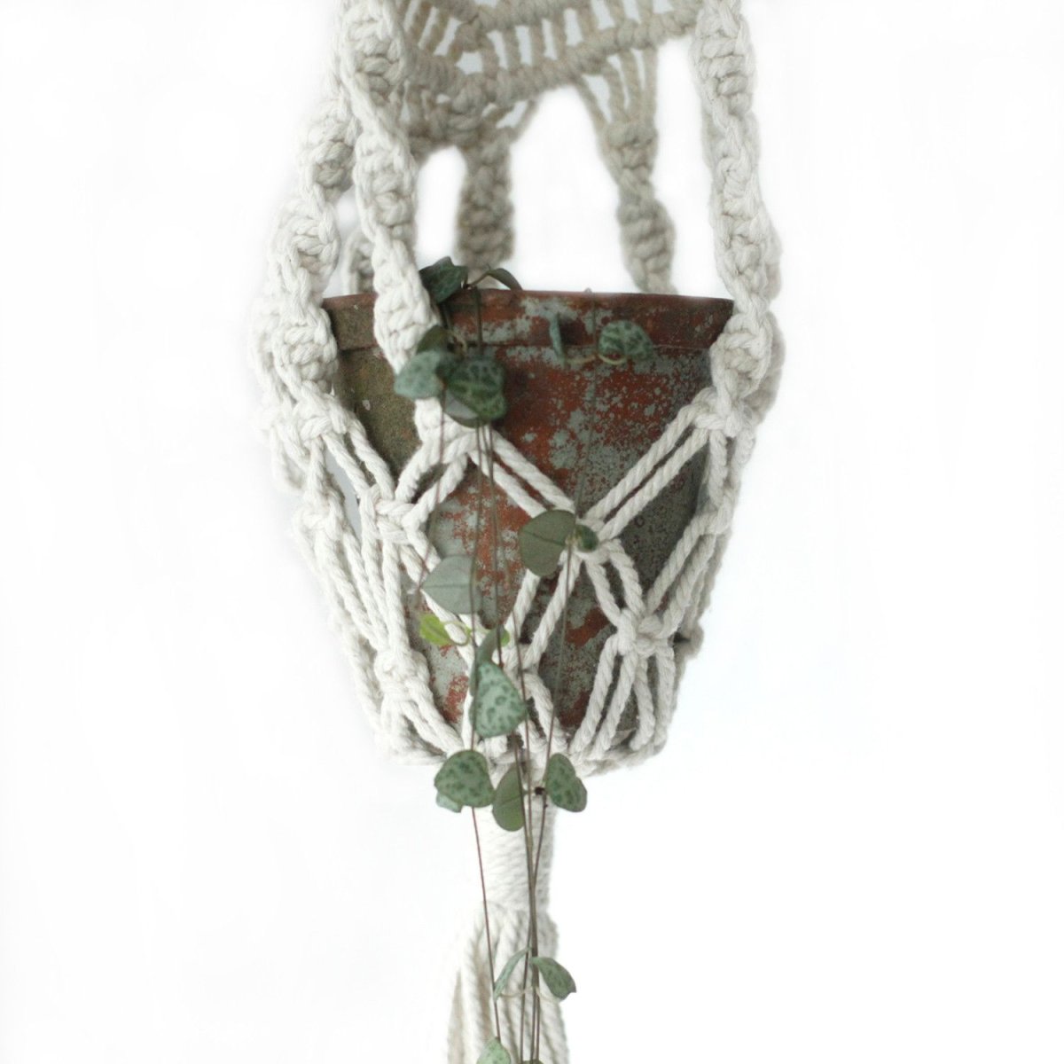 Vaso de Macramé Longo com Argola Rattan | Decoração PT - Image 5