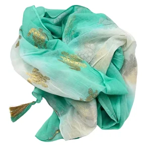 Pareo Nómada Sari Mediterrâneo | Tartaruga Branco Turquesa