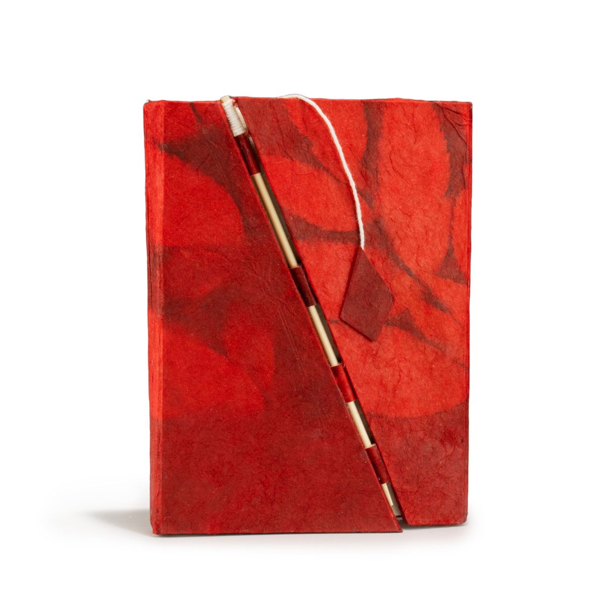 Caderno Lokta Ruby Floral: Elegância Artesanal 15x12cm