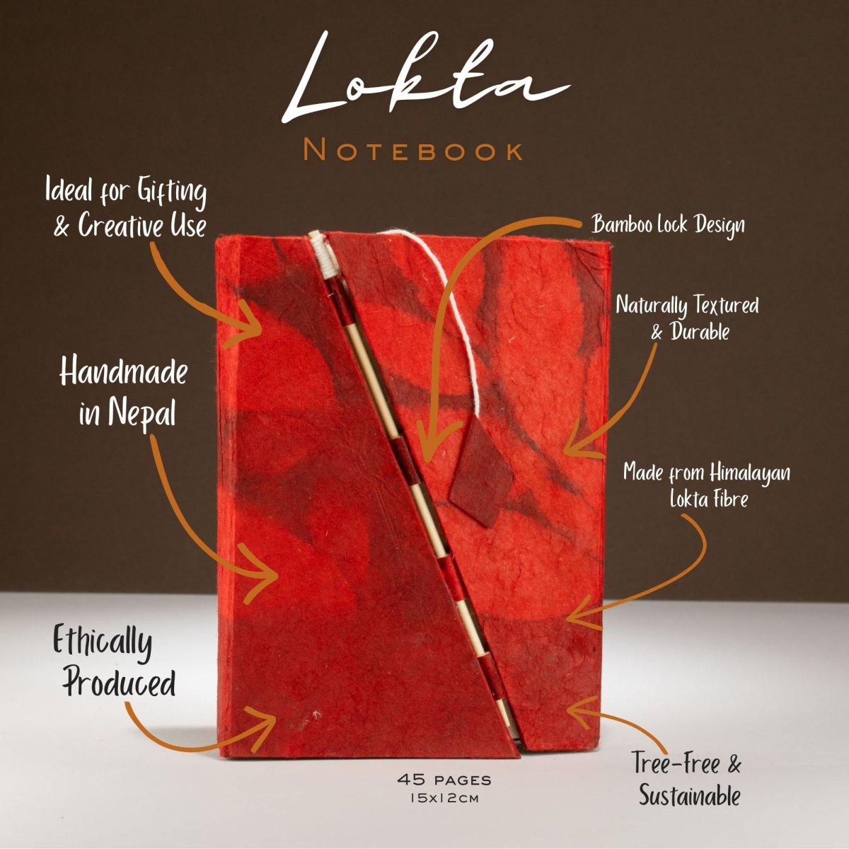 Caderno Lokta Ruby Floral: Elegância Artesanal 15x12cm - Image 3