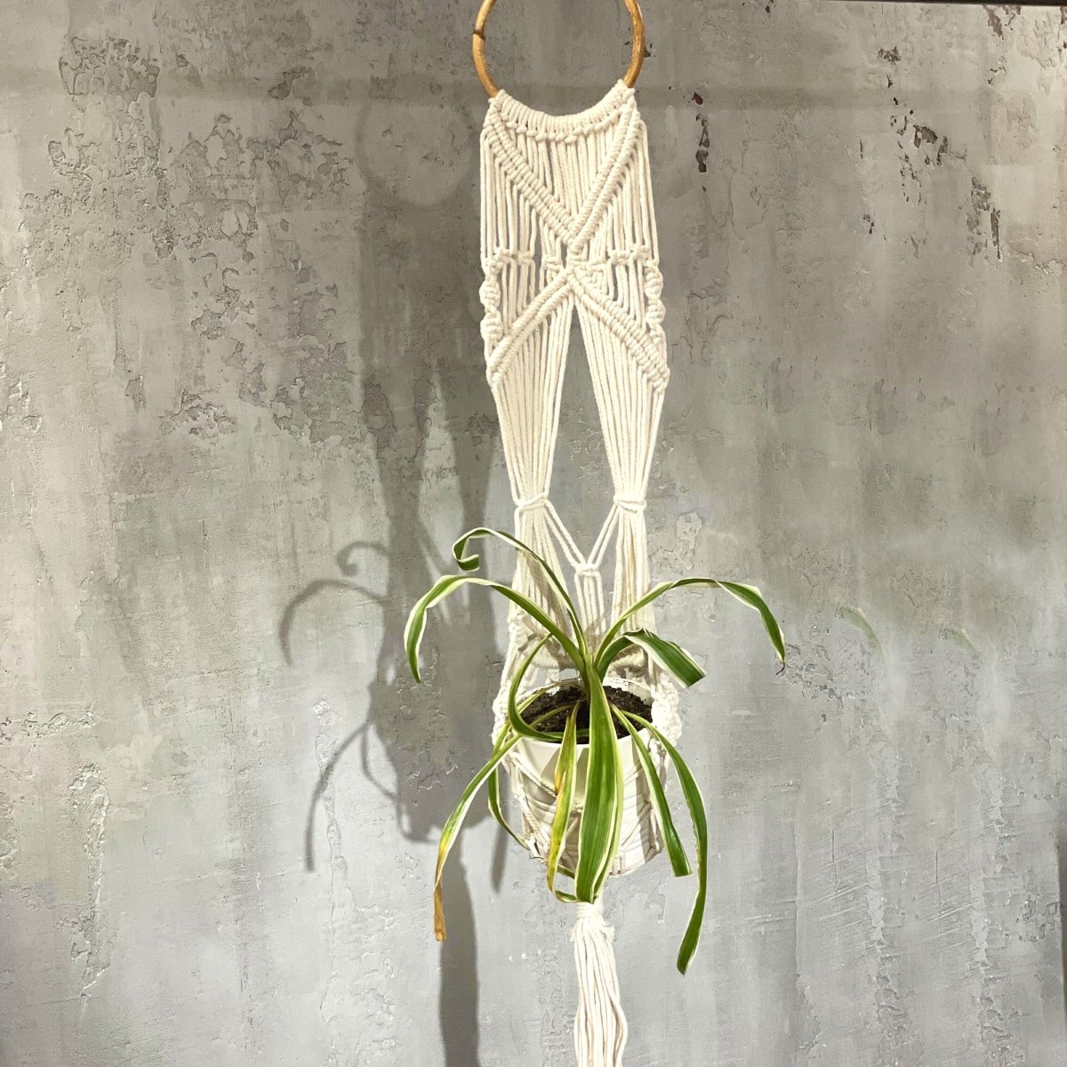 Vaso de Macramé Longo com Argola Rattan | Decoração PT - Image 2