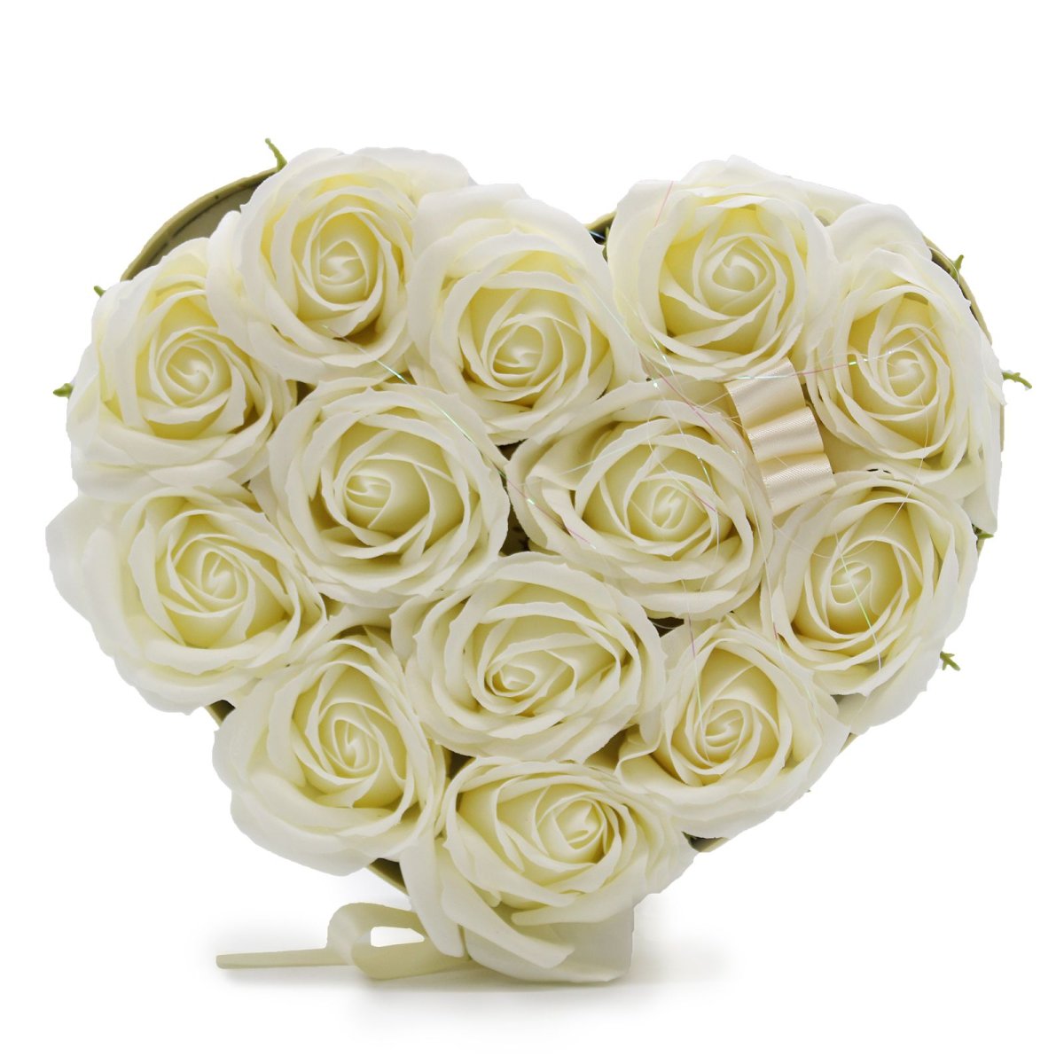 Caixa de Presente: Flor de Sabão 13 Rosas Creme Coração | Elegância - Image 5