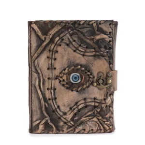Caderno de Couro Olho Grego: Estilo Vintage e Artesanal