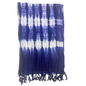 Echarpe Boho Java Art Índigo – Listras Profundas e Elegância