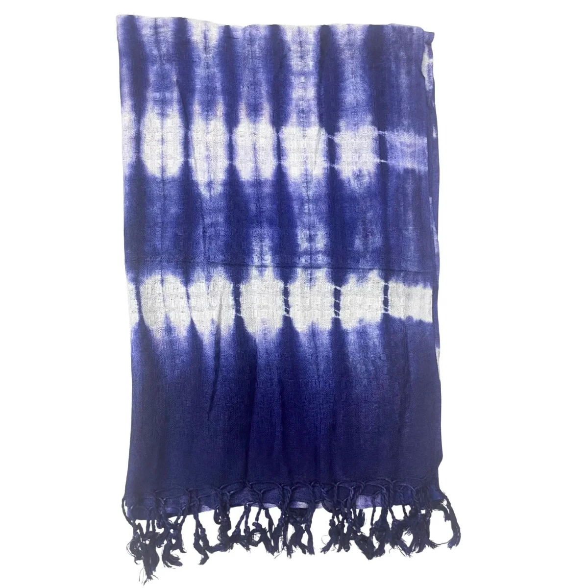Echarpe Boho Java Art Índigo – Listras Profundas e Elegância - Image 2