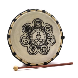 Tambor Xamânico Chakra 25cm com Baqueta | Harmonia e Cura