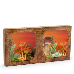 Bandeja Dupla Esmaltada Cogumelos 20x10cm | BioStore