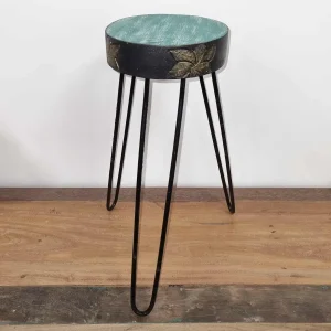 Suporte para Plantas em Madeira Albisia Turquesa